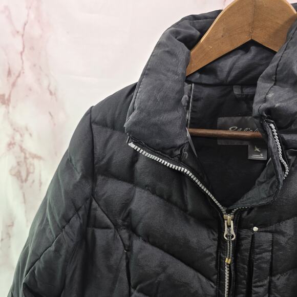 Eddie Bauer Down Puffer Jacket Womens Small Black Parka Coat Long Fleece Lined - Picture 2 of 10